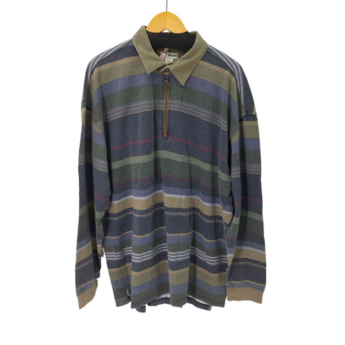 エルエルビーン L.L.Bean ボーダー ハーフジップ ポロシャツ メンズ import:XL