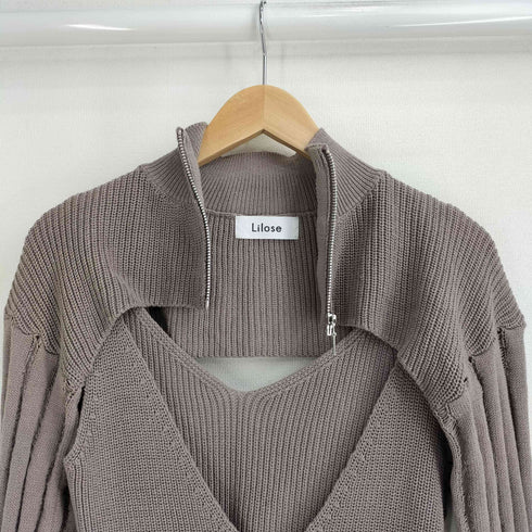 Lilose レイヤード ハーフジップ ニット レディース ONE SIZE