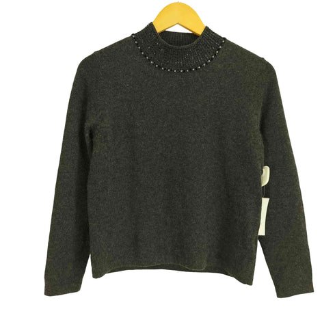 belleforle カシミヤ100% ビジュー モックネック ニット レディース