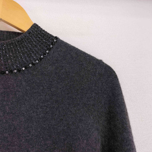 belleforle カシミヤ100% ビジュー モックネック ニット レディース