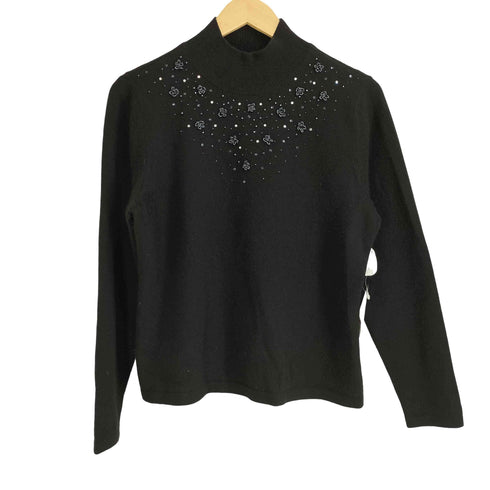 belleforle カシミヤ100% ビジュー モックネック ニット レディース