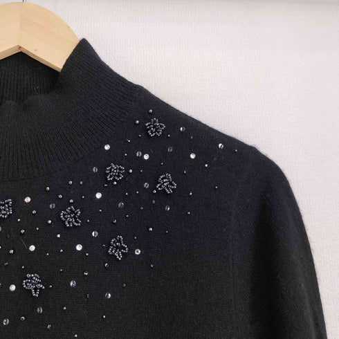 belleforle カシミヤ100% ビジュー モックネック ニット レディース