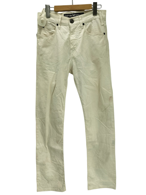ジョルジオアルマーニ Giorgio Armani イタリア製 Sean Basic Fit ベーシック フィット バック エンブレム ロゴ プレート 5ポケット チノ デニム パンツ メンズ 28