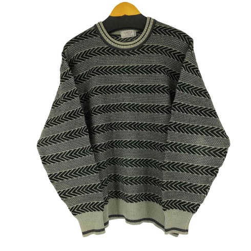 シンプルライフ SIMPLE LIFE ウール混 総柄 クルーネックニット メンズ