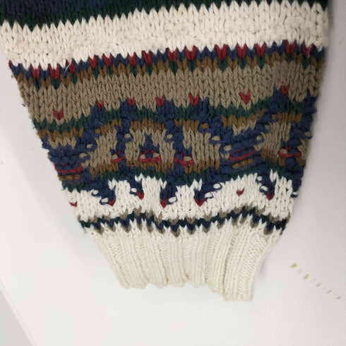 エディーバウアー Eddie Bauer 00S 白タグ MADE IN USA 総柄 コットンニット メンズ JPN:L