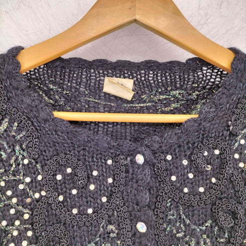 soiree de hiromi ハンドメイド パール シルク混 クルーネックカーディガン レディース