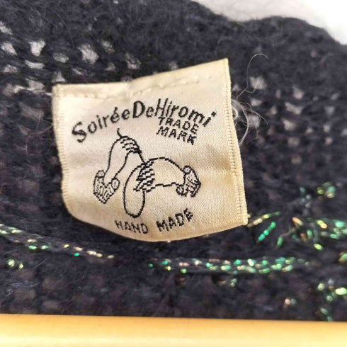 soiree de hiromi ハンドメイド パール シルク混 クルーネックカーディガン レディース