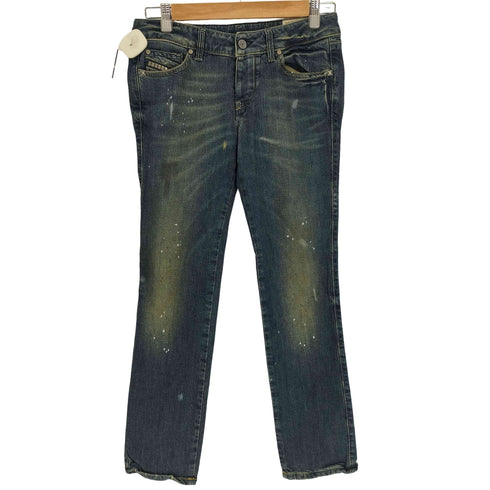 ディーゼル DIESEL 00S CUDDY WASH STRETCH スタッズ ジップロゴ ペイント ダメージ スキニー デニム パンツ Y2K レディース W26 L30