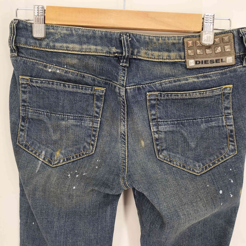 ディーゼル DIESEL 00S CUDDY WASH STRETCH スタッズ ジップロゴ ペイント ダメージ スキニー デニム パンツ Y2K レディース W26 L30