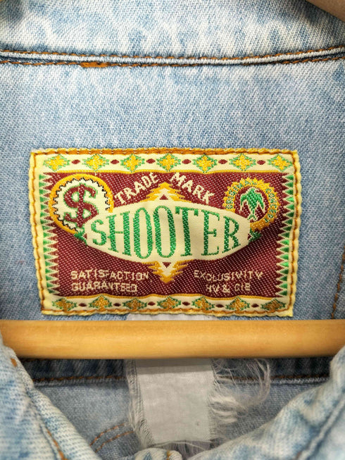 SHOOTER レザー切替ロゴ刺繍ウエスタンシャツ メンズ