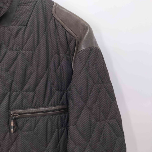 エトロ ETRO ニット前立て(取り外し可)羊革パーツ 裏地ペイズリー柄 キルティングジャケット メンズ import:XL