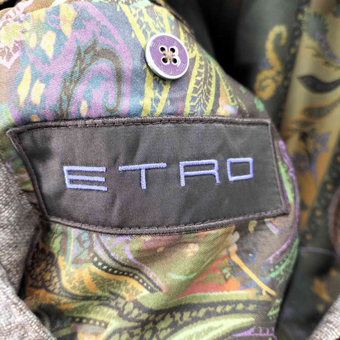 エトロ ETRO イタリア製 表地シルク100 裏地シルクペイズリー柄 2B テーラードジャケット メンズ