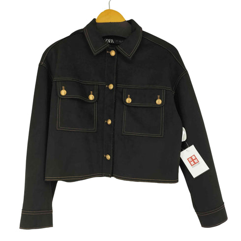 ザラ ZARA コントラストトップステッチ入りジャケット レディース import:S