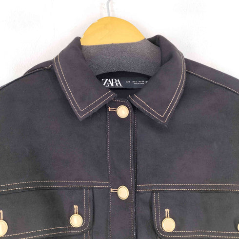 ザラ ZARA コントラストトップステッチ入りジャケット レディース import:S