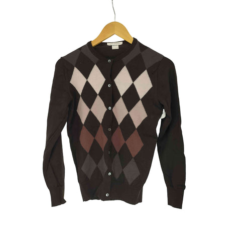 ジョンスメドレー JOHN SMEDLEY イングランド製 アーガイルニットカーディガン レディース JPN:S