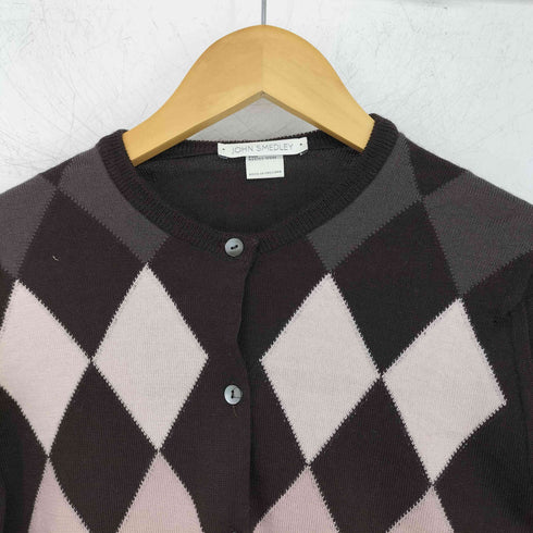 ジョンスメドレー JOHN SMEDLEY イングランド製 アーガイルニットカーディガン レディース JPN:S