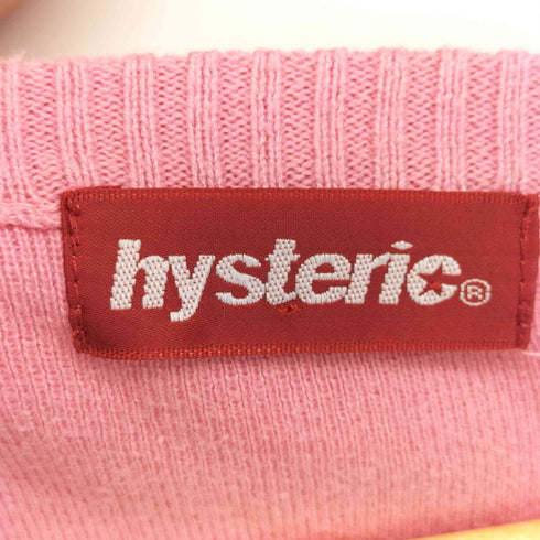 ヒステリック HYSTERIC 00S ガール ワンポイント 刺繍 サイドラインライン Vネック コットン ニット レディース