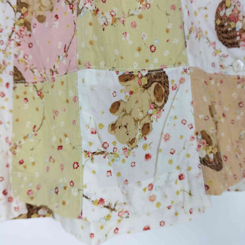ピンクハウス PINK HOUSE クマ ベア パッチワーク オープンカラーシャツ レディース