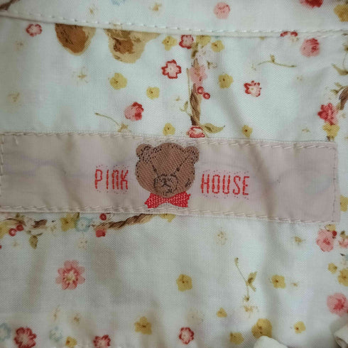 ピンクハウス PINK HOUSE クマ ベア パッチワーク オープンカラーシャツ レディース