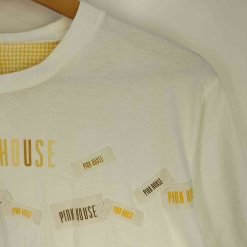 ピンクハウス PINK HOUSE ロゴプリント パッチワーク クルーネックTシャツ レディース JPN:L
