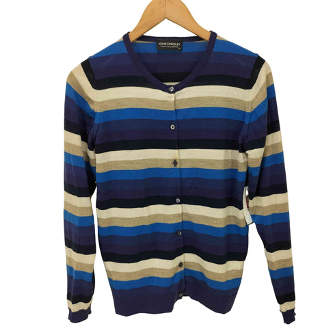 ジョンスメドレー JOHN SMEDLEY メリノウール ボーダー柄 カーディガン レディース JPN:M