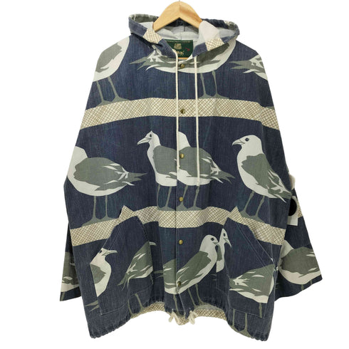オービス ORVIS 80-90s USA製 カモメ総柄 ミシガンラグ コットンキャンバスフーディ メンズ