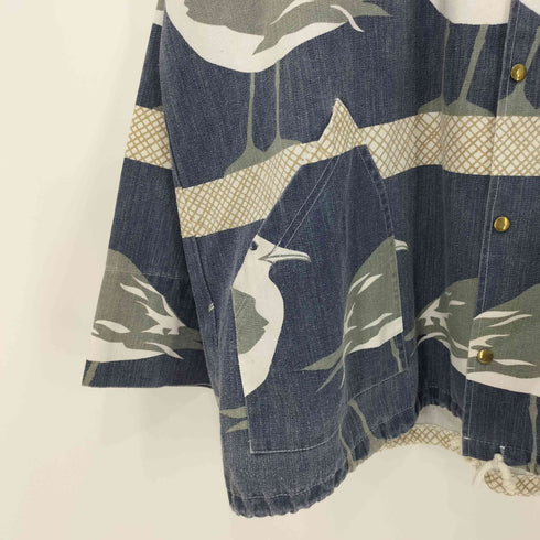 オービス ORVIS 80-90s USA製 カモメ総柄 ミシガンラグ コットンキャンバスフーディ メンズ