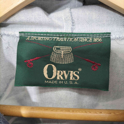 オービス ORVIS 80-90s USA製 カモメ総柄 ミシガンラグ コットンキャンバスフーディ メンズ