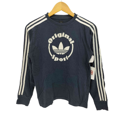 アディダス adidas 00s Y2K 発泡プリント スリーストライプ ロングスリーブTシャツ レディース import:XS