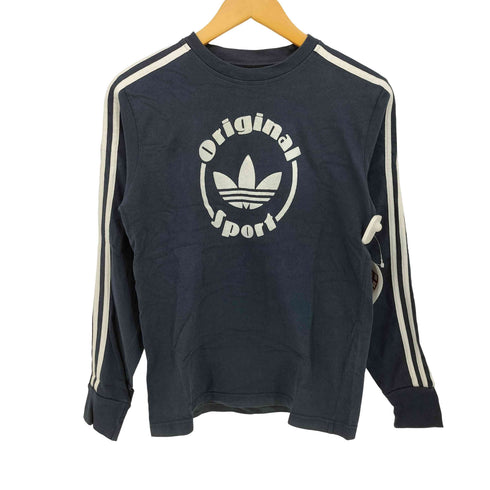 アディダス adidas 00s Y2K 発泡プリント スリーストライプ ロングスリーブTシャツ レディース import:XS