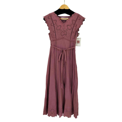 トッコクローゼット tocco closet ウエストりぼん付きコットンカットワークレース刺繍ワンピース レディース JPN:M