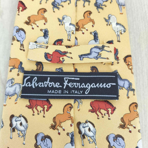 サルヴァトーレフェラガモ Salvatore Ferragamo 馬柄 シルク ネクタイ メンズ