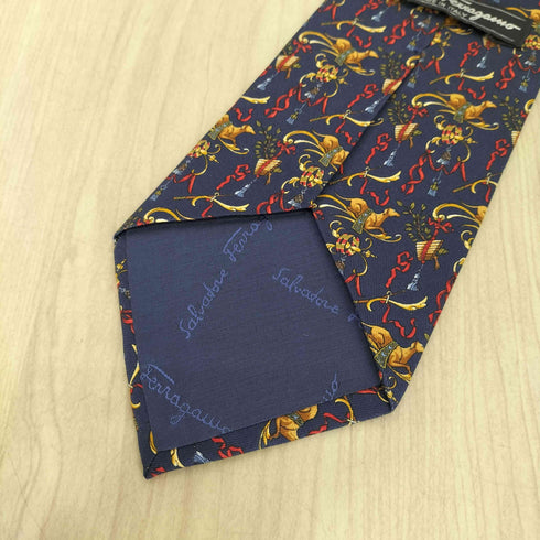 サルヴァトーレフェラガモ Salvatore Ferragamo 犬デザイン シルク ネクタイ メンズ