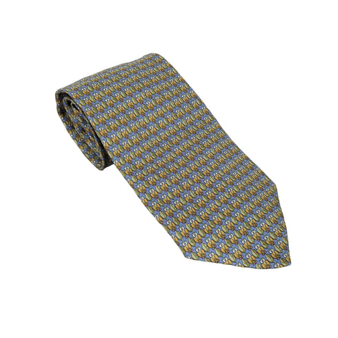 サルヴァトーレフェラガモ Salvatore Ferragamo フクロウ柄 シルク ネクタイ メンズ