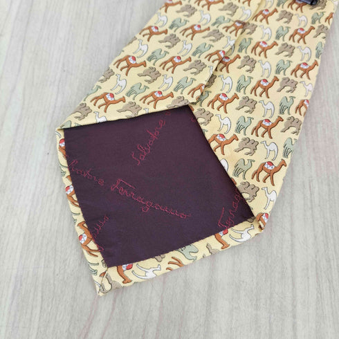サルヴァトーレフェラガモ Salvatore Ferragamo ラクダ柄 シルク ネクタイ メンズ