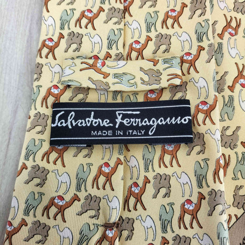 サルヴァトーレフェラガモ Salvatore Ferragamo ラクダ柄 シルク ネクタイ メンズ