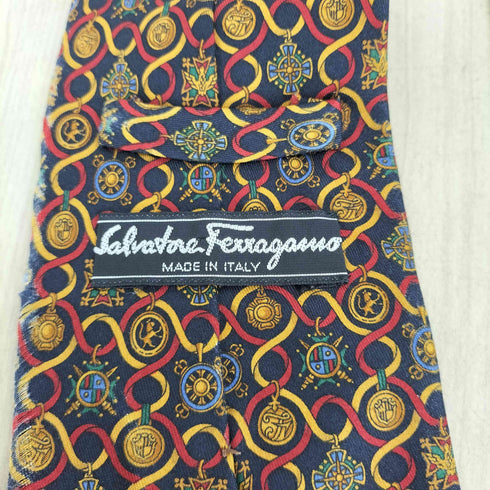 サルヴァトーレフェラガモ Salvatore Ferragamo 総柄シルク ネクタイ メンズ