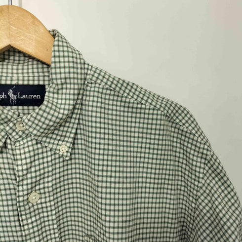 ラルフローレン RALPH LAUREN 90S チェック柄 ポニー刺繍 ロングスリーブ ボタンダウンシャツ メンズ import:M