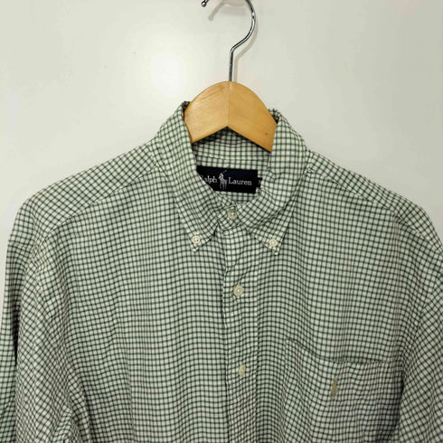ラルフローレン RALPH LAUREN 90S チェック柄 ポニー刺繍 ロングスリーブ ボタンダウンシャツ メンズ import:M