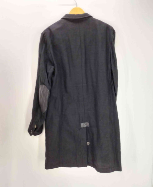 ジュンヤワタナベコムデギャルソンマン JUNYA WATANABE COMME des GARCONS MAN AD2020 20AW MANTECO ウール麻 ツイル縮絨×牛革 裏地ストライプ 4B コート エルボーパッチ メンズ JPN:M