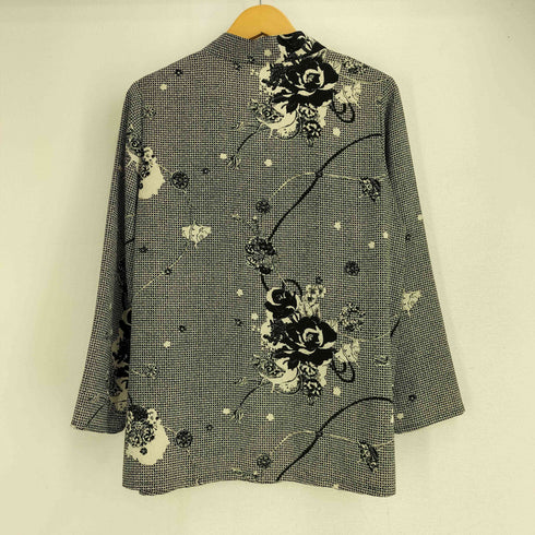 シセンドウバイヒトシ 詩仙堂 BY HITOSHI ちりめん 花柄 バンドカラー ヘンリーネック L/S ブラウス レディース