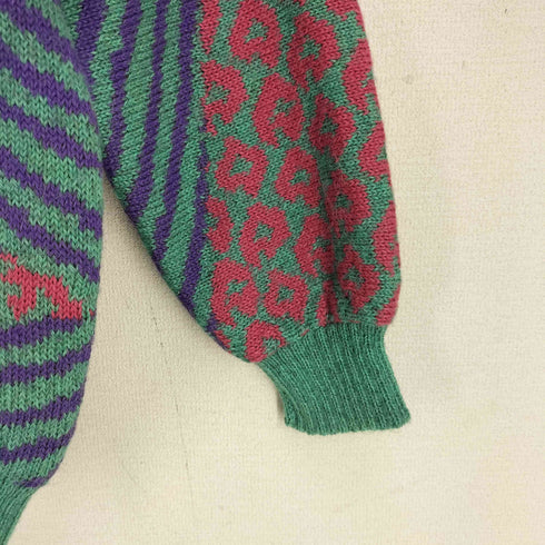 ARPAKA FASHIONS ペルー製 アルパカウール100 総柄 ニット カーディガン レディース
