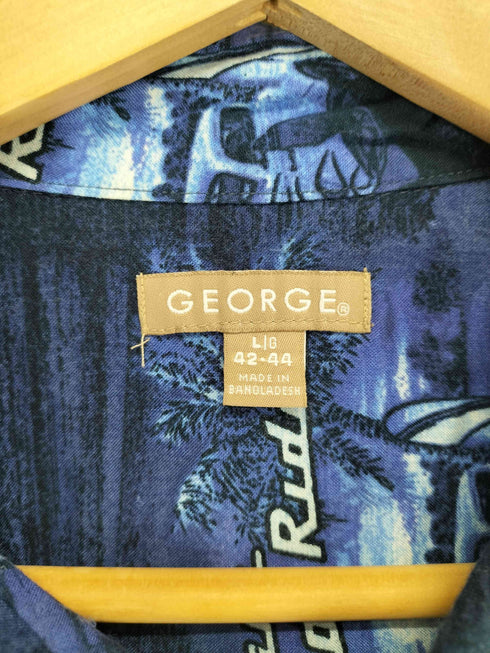 ジョージ GEORGE レーヨン開襟アロハシャツ メンズ L