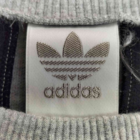 アディダス adidas 80s デサント製 ストライプ ロゴワッペン クルーネックスウェット メンズ M-L