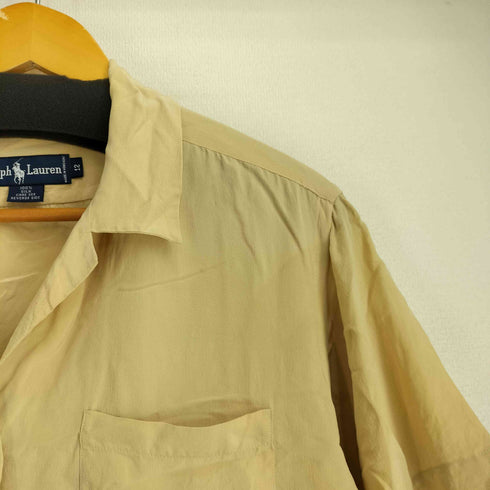 ラルフローレン RALPH LAUREN ダブルポケット シルク100 開襟 S/S シャツ レディース US:12