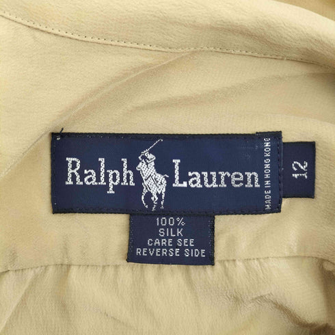 ラルフローレン RALPH LAUREN ダブルポケット シルク100 開襟 S/S シャツ レディース US:12