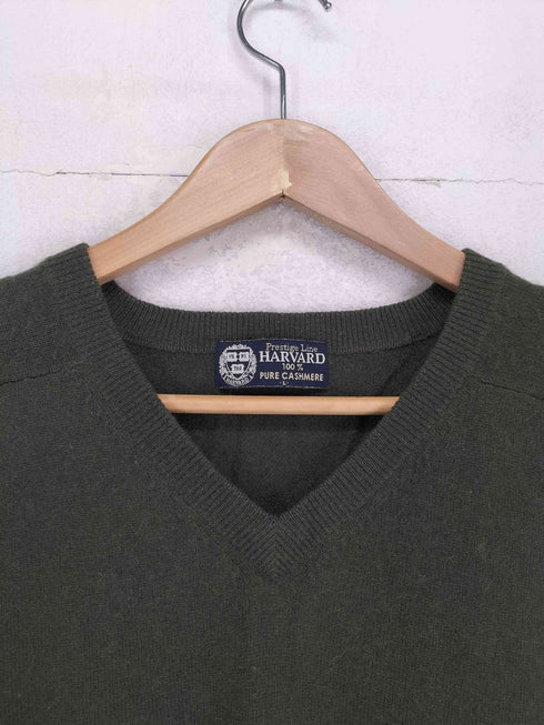 ハーバード HARVARD カシミヤ100 Vネックニット メンズ L