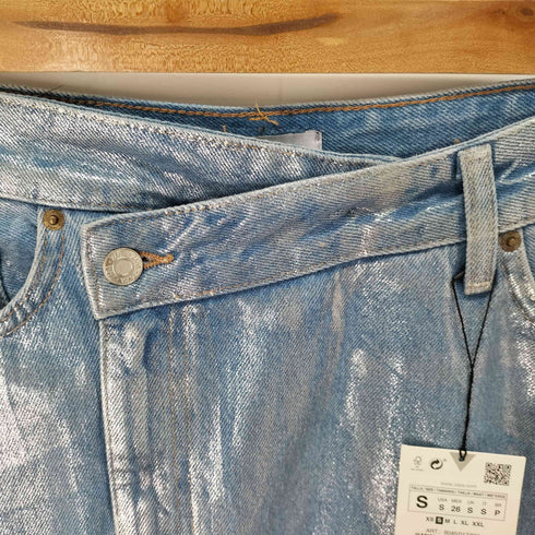 ザラ ZARA メタリック コーティング加工 ロングデニムスカート レディース JPN:S