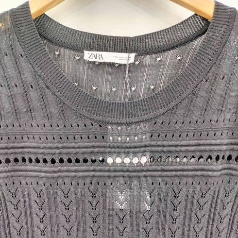 ザラ ZARA クロシェニットワンピース レディース import:L