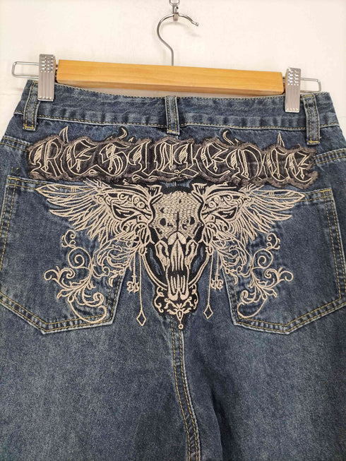 背面刺繍デザインバギーデニムパンツ Y2K レディース